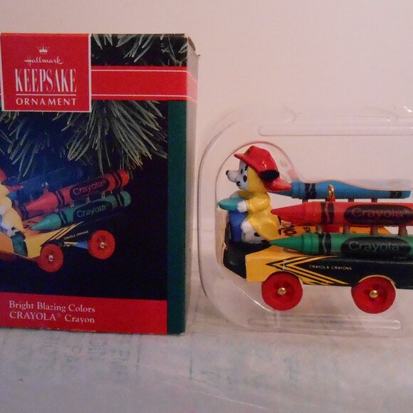 Hallmark Ornament 1992 Bright Blazing Colors Crayola Fire Truck Dalmation Dog - Picture 3 of 6